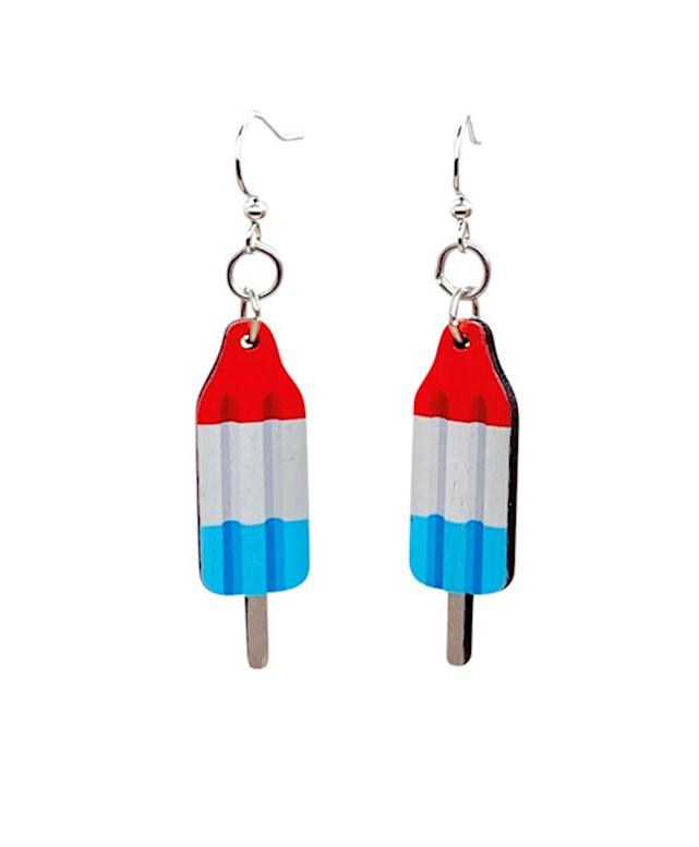 Red Sunflower 4th of July Popsicle earrings featuring colorful, festive popsicle charms for summer celebrations.