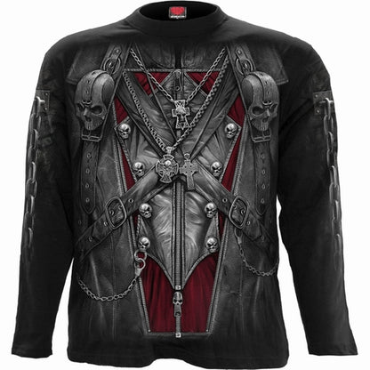 Black Jasper Strapped Longsleeve T-Shirt in black, featuring a fitted design and subtle strap details on the sleeves.