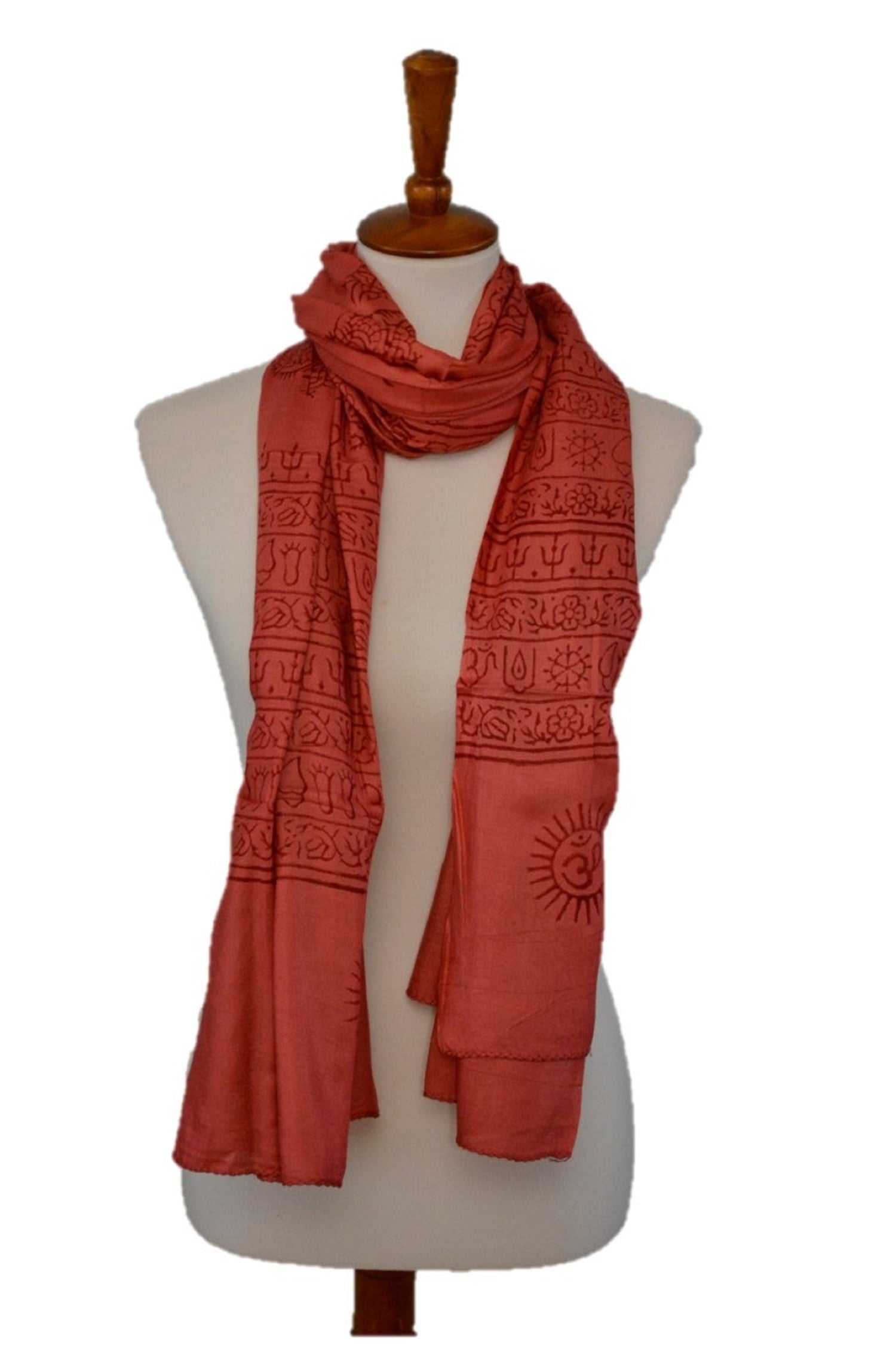 Tangerine OM Yoga Meditation Mantra Prayer Shawl by Alabaster, large size, made of soft fabric, featuring intricate patterns.