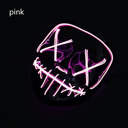 White Eucalyptus Halloween LED mask for pets, featuring a spooky design with glowing lights for festive pet costumes.