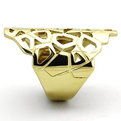 Turquoise Tiger IP gold-ion plated stainless steel ring with no stone, showcasing a sleek, modern jewelry design.