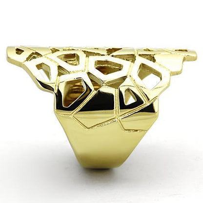 Turquoise Tiger IP gold-ion plated stainless steel ring with no stone, showcasing a sleek, modern jewelry design.
