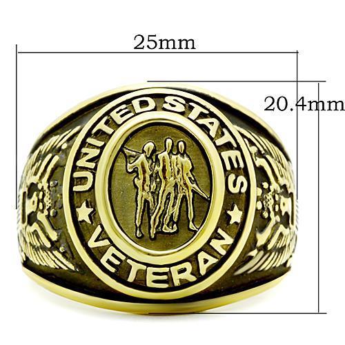Turquoise Tiger stainless steel ring with IP gold ion plating and epoxy detailing, stylish jewelry accessory.