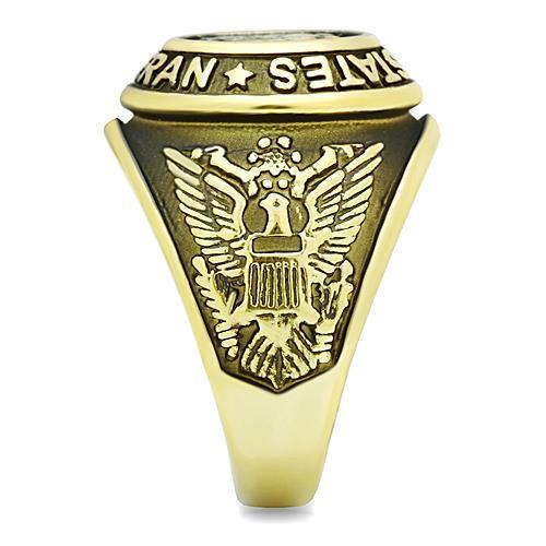 Turquoise Tiger stainless steel ring with IP gold ion plating and epoxy accents, showcasing a sleek jewelry design.