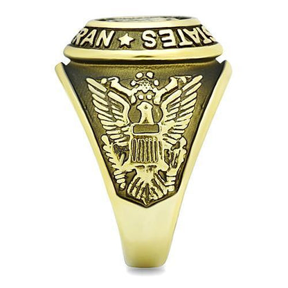Turquoise Tiger stainless steel ring with IP gold ion plating and epoxy accents, showcasing a sleek jewelry design.