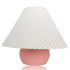 Pink Aurora Weave portable table lamp by Azure Pontus with a woven design and soft glowing light.