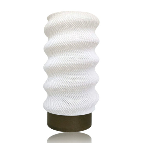 Azure Pontus Lumina Twist portable table lamp with a gold finish, showcasing a modern lighting design with a flexible, twisting form.