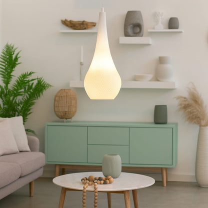 Azure Pontus Teardrop Edition Pendant Lamp hanging with a sleek glass teardrop shape, perfect for modern lighting decor.