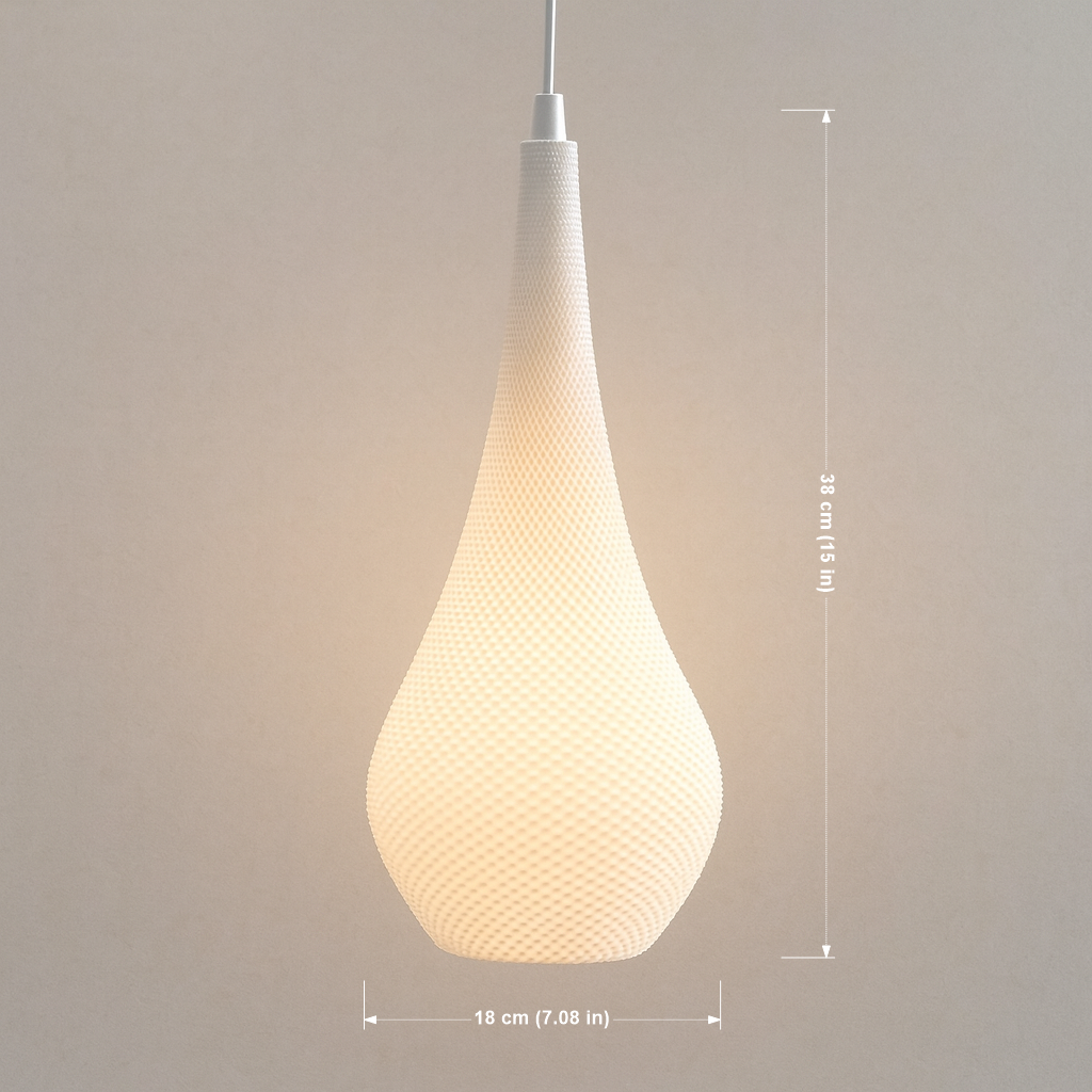 Azure Pontus Teardrop Edition Pendant Lamp hanging with a sleek glass teardrop shade and modern lighting design.