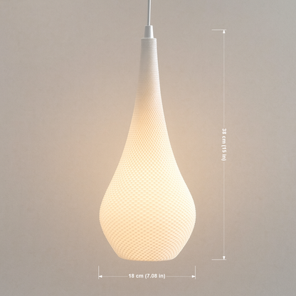 Azure Pontus Teardrop Edition Pendant Lamp hanging with a sleek glass teardrop shade and modern lighting design.