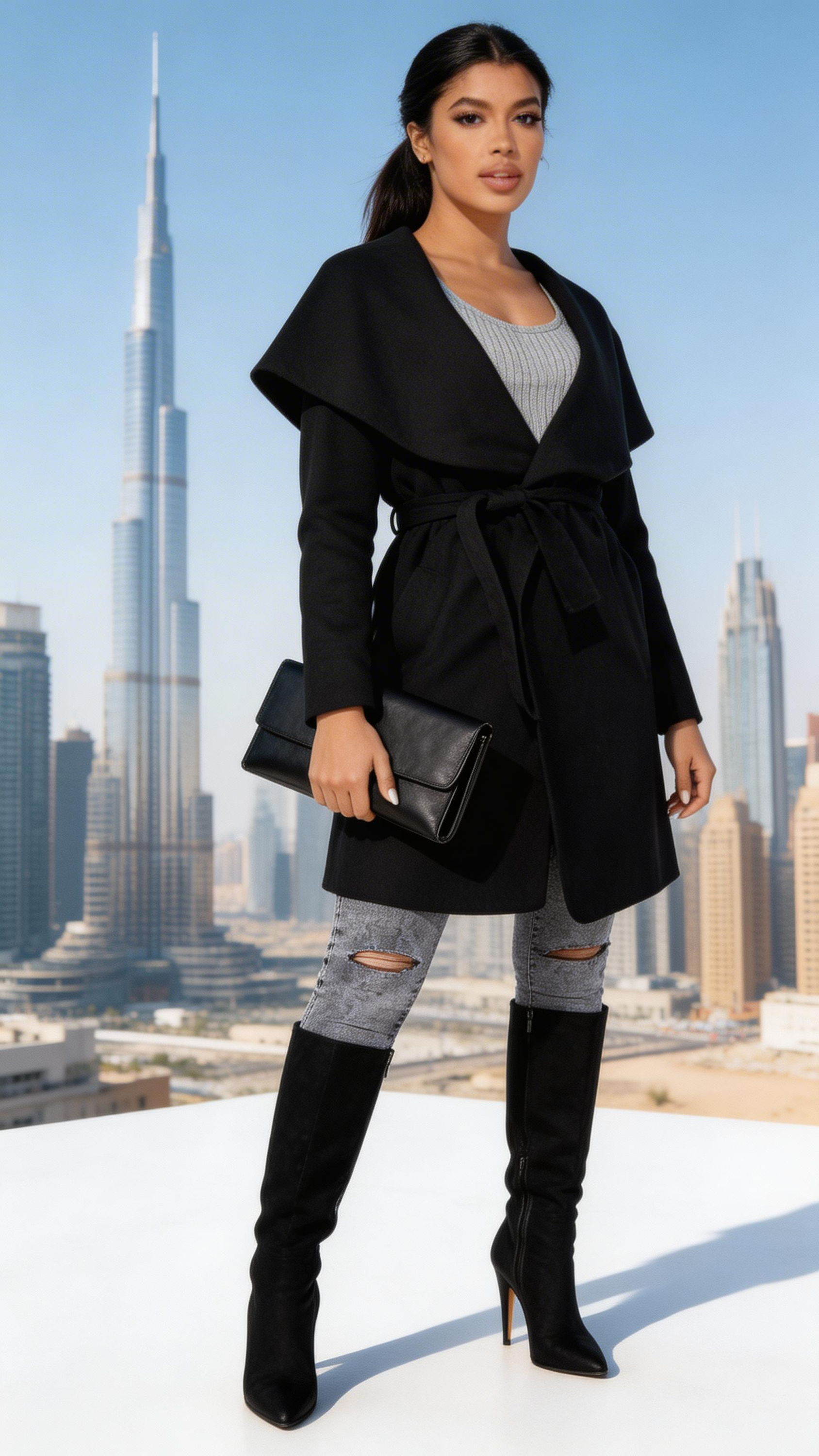 Fuchsia Erebus oversized belted waterfall coat in mid length, shown in a stylish, flowing design with a belt and waterfall collar.