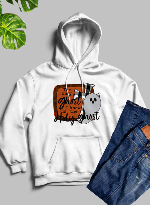Black hoodie from Jade Thalassa featuring "The Only Ghost I Know" design, casual fit, and front print.