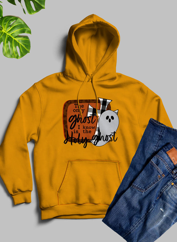 Black hoodie by Jade Thalassa featuring the design from The Only Ghost I Know T-shirt collection, shown on a mannequin.