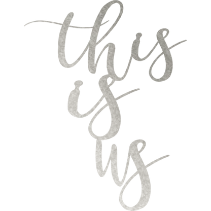 Silver metal wall art by Malachite featuring "This Is Us" design, ideal for home decor with a hammered steel finish.