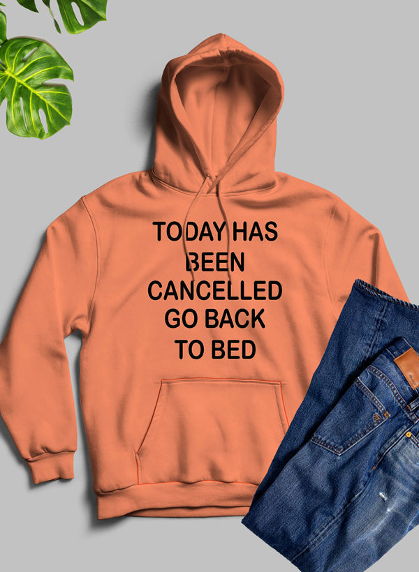 Black "Today Has Been Cancelled" hoodie by Jade Thalassa, featuring bold text design on the front.