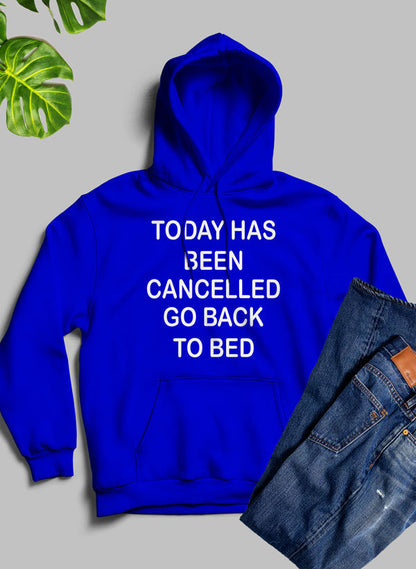 Black "Today Has Ben Cancelled" hoodie by Jade Thalassa, featuring bold printed text on the front.