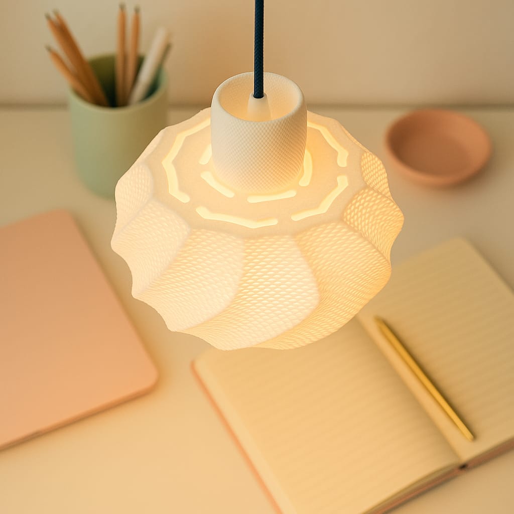 Azure Pontus Twist Glow pendant lamp hanging with illuminated twisted design, modern lighting fixture for stylish interiors.