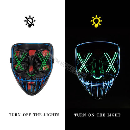 White Eucalyptus Halloween LED pet mask with glowing eyes and spooky design for pets, perfect for Halloween costumes.