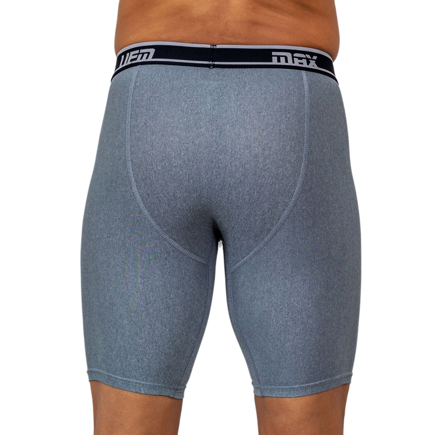 Gray UFM Long Boxer Brief 9-inch polyester underwear by Maroon Mango with MAX support and rear design.