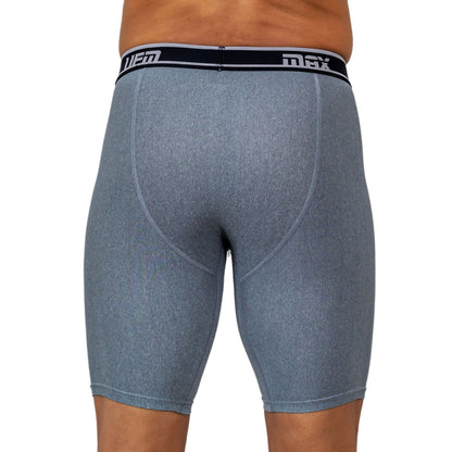Gray UFM Long Boxer Brief 9-inch polyester underwear by Maroon Mango with MAX support and rear design.