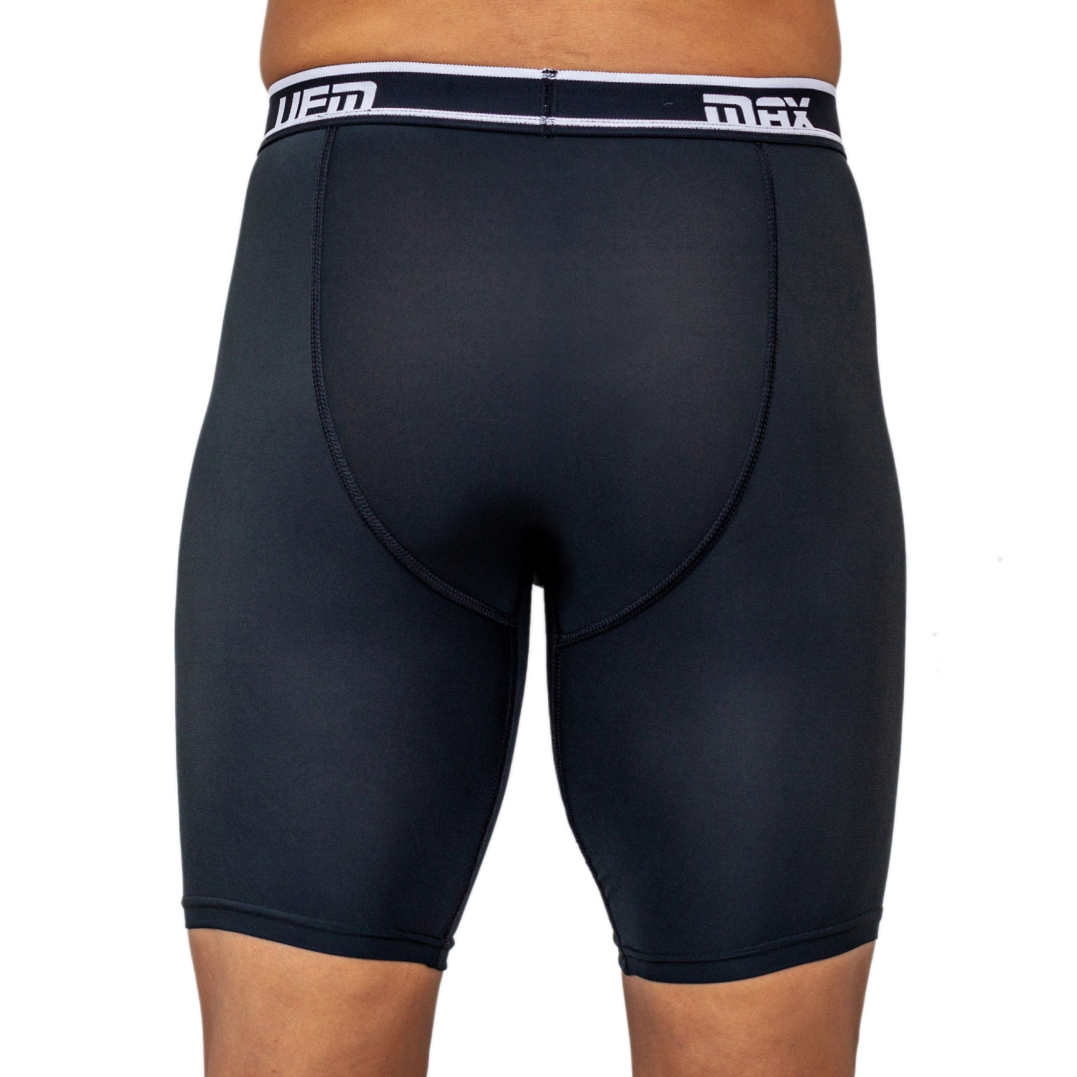 Maroon Mango UFM Long Boxer Brief 9-inch polyester underwear with maximum support, shown from the rear.