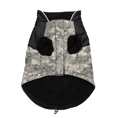 Beige Antigone US Army dog jacket in camouflage pattern, designed for outdoor wear, with a snug fit and durable material.
