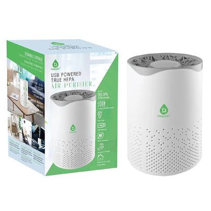 Blush Apollo USB powered true HEPA air purifier for healthcare, compact device with air intake and filtration components visible