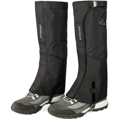Indigo Eurybia 1000D waterproof leg gaiters for outdoor sports, showing durable, waterproof fabric and adjustable straps for protection.