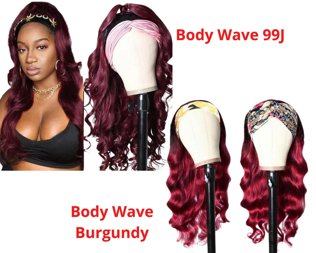 Cerise Alfie Burgundy Headband Body Wave Human Hair Wig