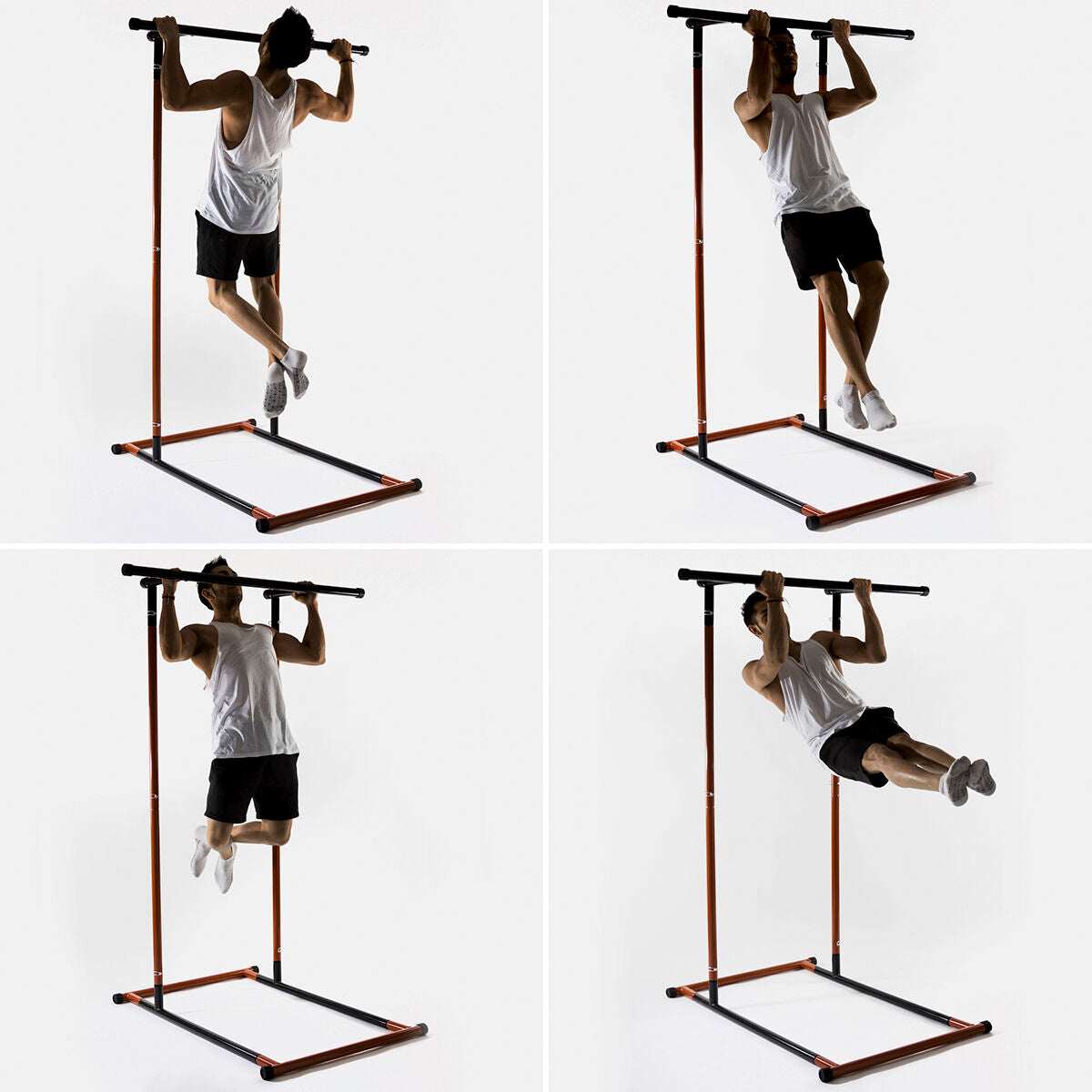 Full body pull-up station by Bigbuy with exercise guide, designed for indoor fitness and strength training workouts.