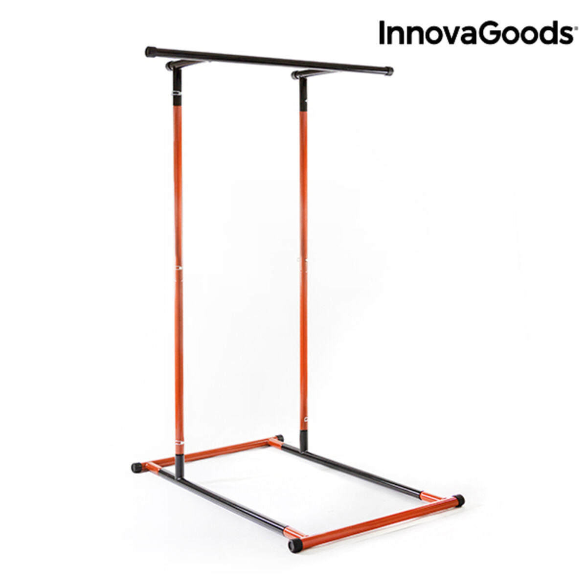 Full body pull-up station by Bigbuy with exercise guide, suitable for home workouts, in a sturdy black and silver design.