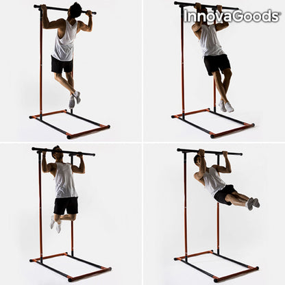 Full body pull-up station by Bigbuy with adjustable bars and exercise guide for strength training and fitness workouts.