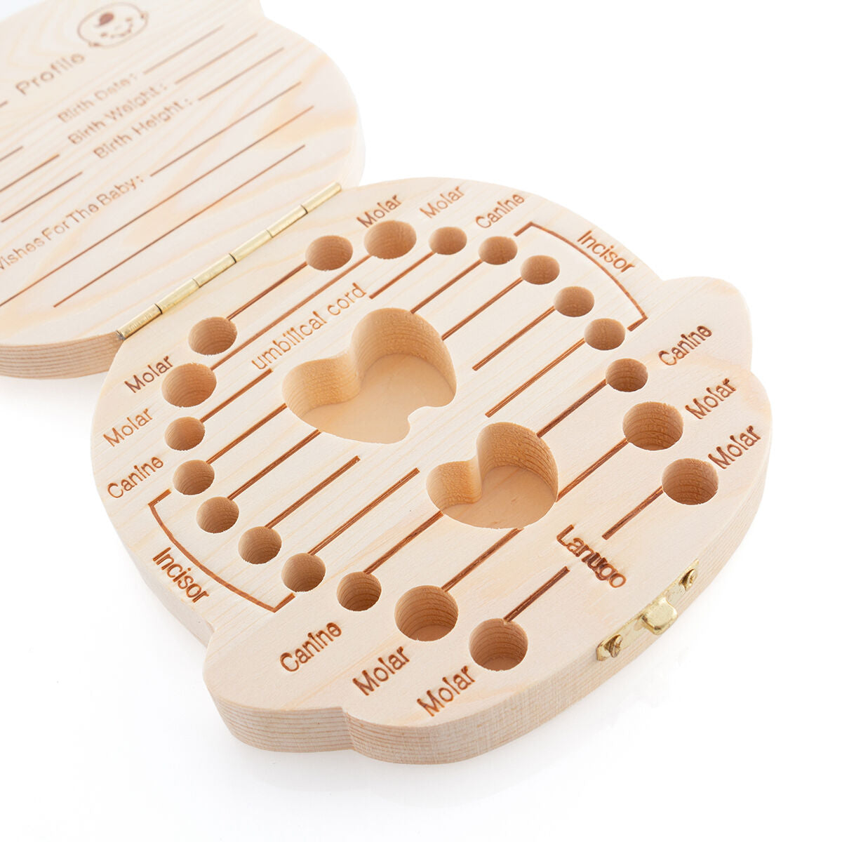 Baby clothing tooth box by Thooy InnovaGoods in white and pink, designed for storing baby teeth and small accessories.