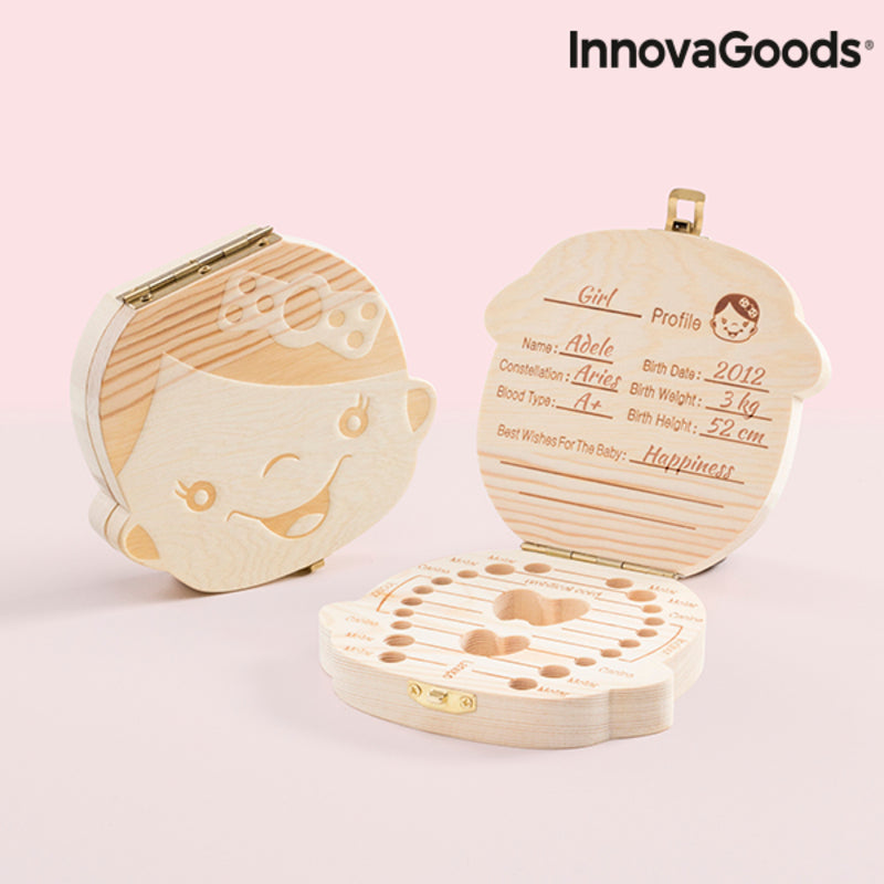 Baby tooth box from Thooy InnovaGoods by Bigbuy, designed for storing baby teeth in a compact, clear plastic container.