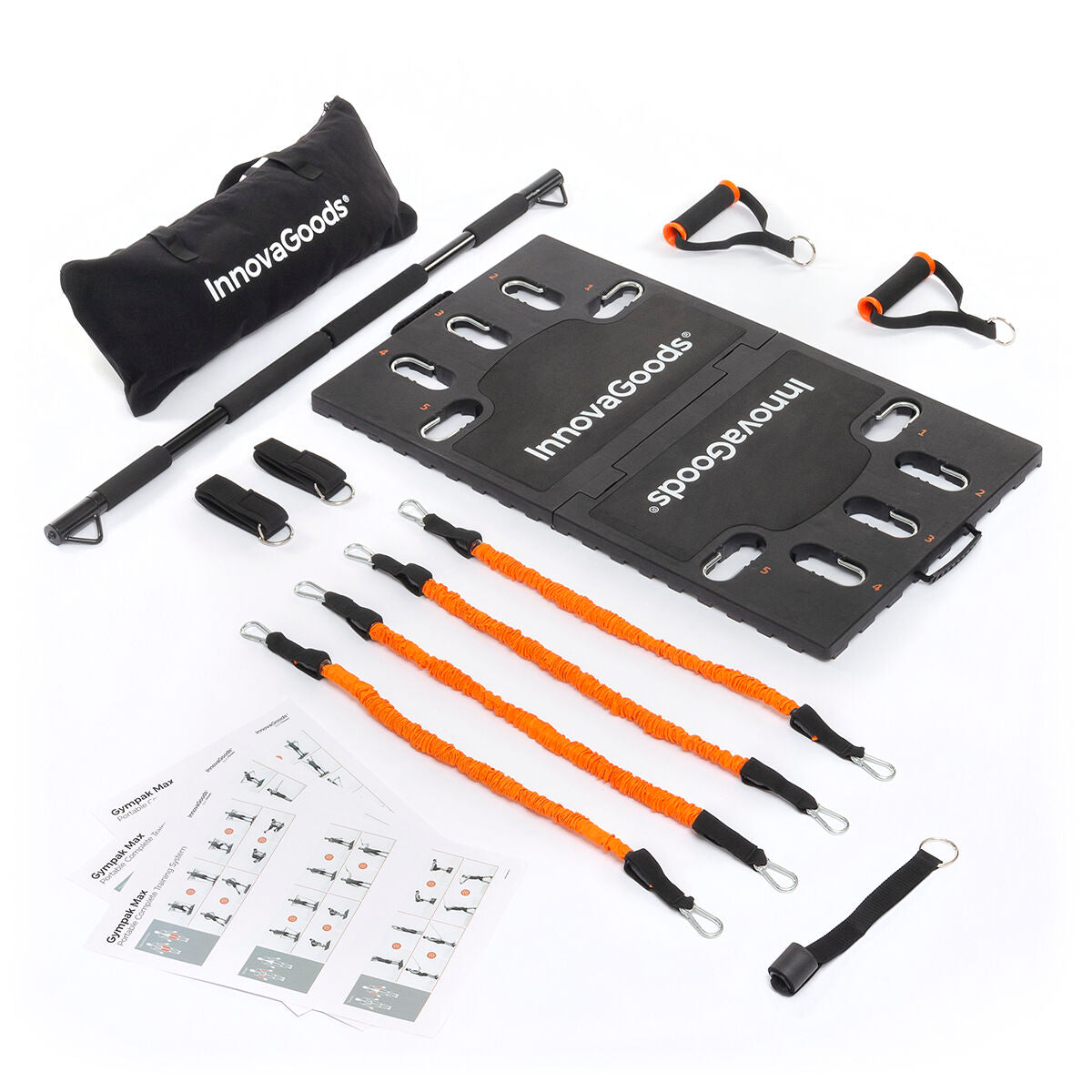 Portable gym training system by Bigbuy with exercise guide, compact design for versatile workouts in sports and outdoor settings.