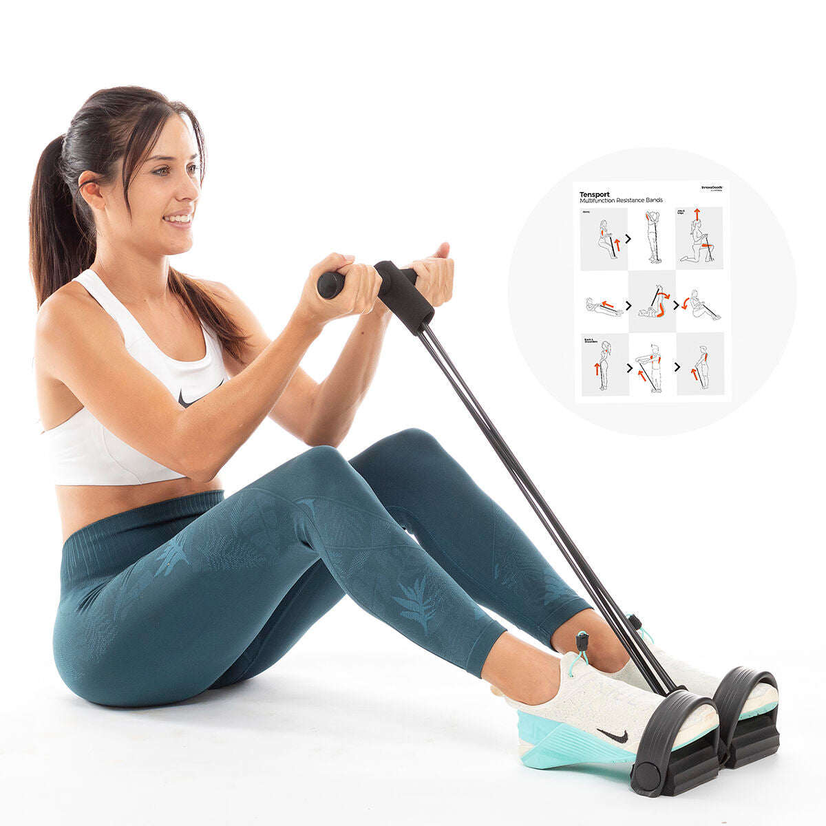 Set of Bigbuy resistance elastic bands with exercise guide for strength training and fitness workouts in sports and outdoors.