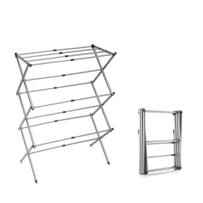 Foldable and extendable metal clothes dryer with 3 levels by Bigbuy, suitable for home and garden laundry drying.