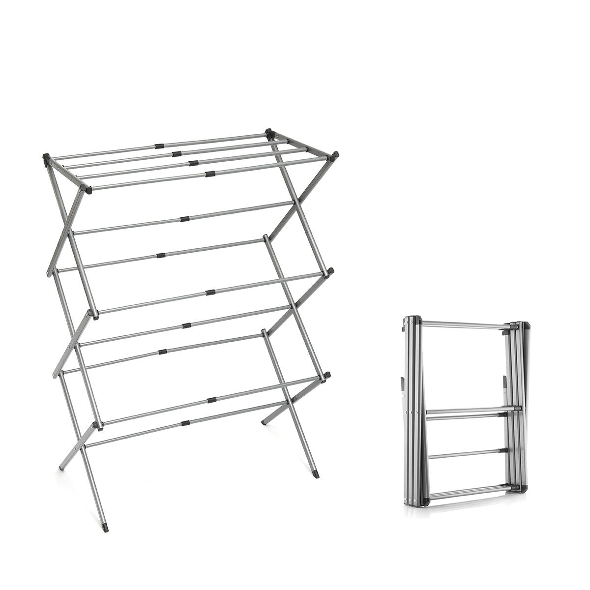 Bigbuy Cloxy metal clothes dryer with 3 extendable and foldable levels for versatile laundry drying in home and garden.