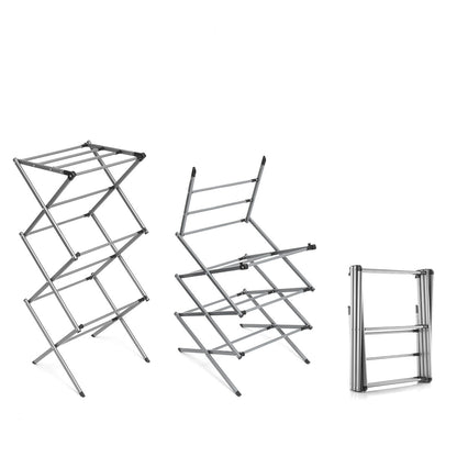 Extendable metal clothes dryer with 3 levels from Bigbuy, featuring foldable design for convenient home and garden laundry drying.