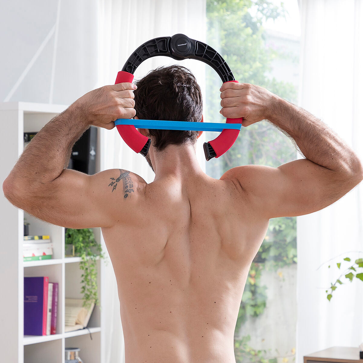 Bigbuy adjustable arm exerciser with resistance bands and exercise guide for strength training and fitness workouts.