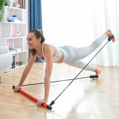 Bigbuy Fitness Bar with resistance bands and exercise guide for versatile strength training and workouts.