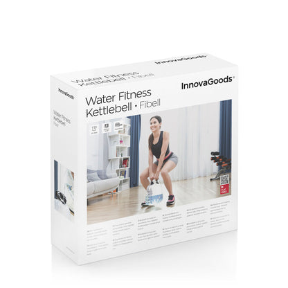Four Bigbuy water-filled kettlebells for fitness training with an included exercise guide, ideal for strength and cardio workouts.