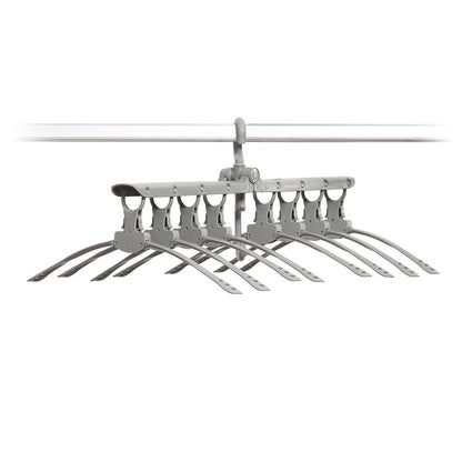 InnovaGoods 8-in-1 Multi Hanger Spavver for organizing clothes and accessories on a versatile furniture hanger.