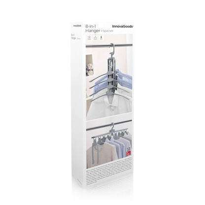 Set of three 8-in-1 Multi Hanger Spavver InnovaGoods for versatile clothing organization and space-saving storage in furniture.