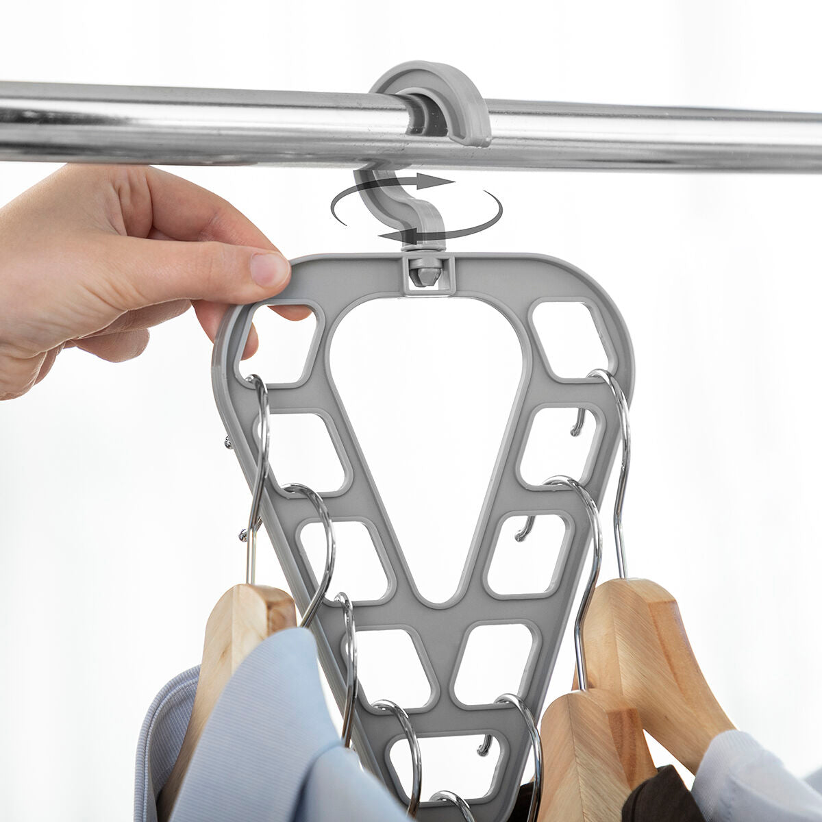 Set of two Orzer InnovaGoods hanger organizers by Bigbuy, showcasing sleek, practical storage solutions for closet organization.
