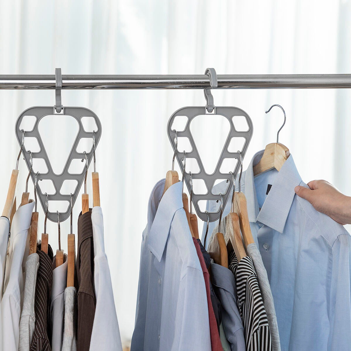 Set of two Orzer InnovaGoods hanger organizers by Bigbuy, versatile furniture accessories for closet organization.