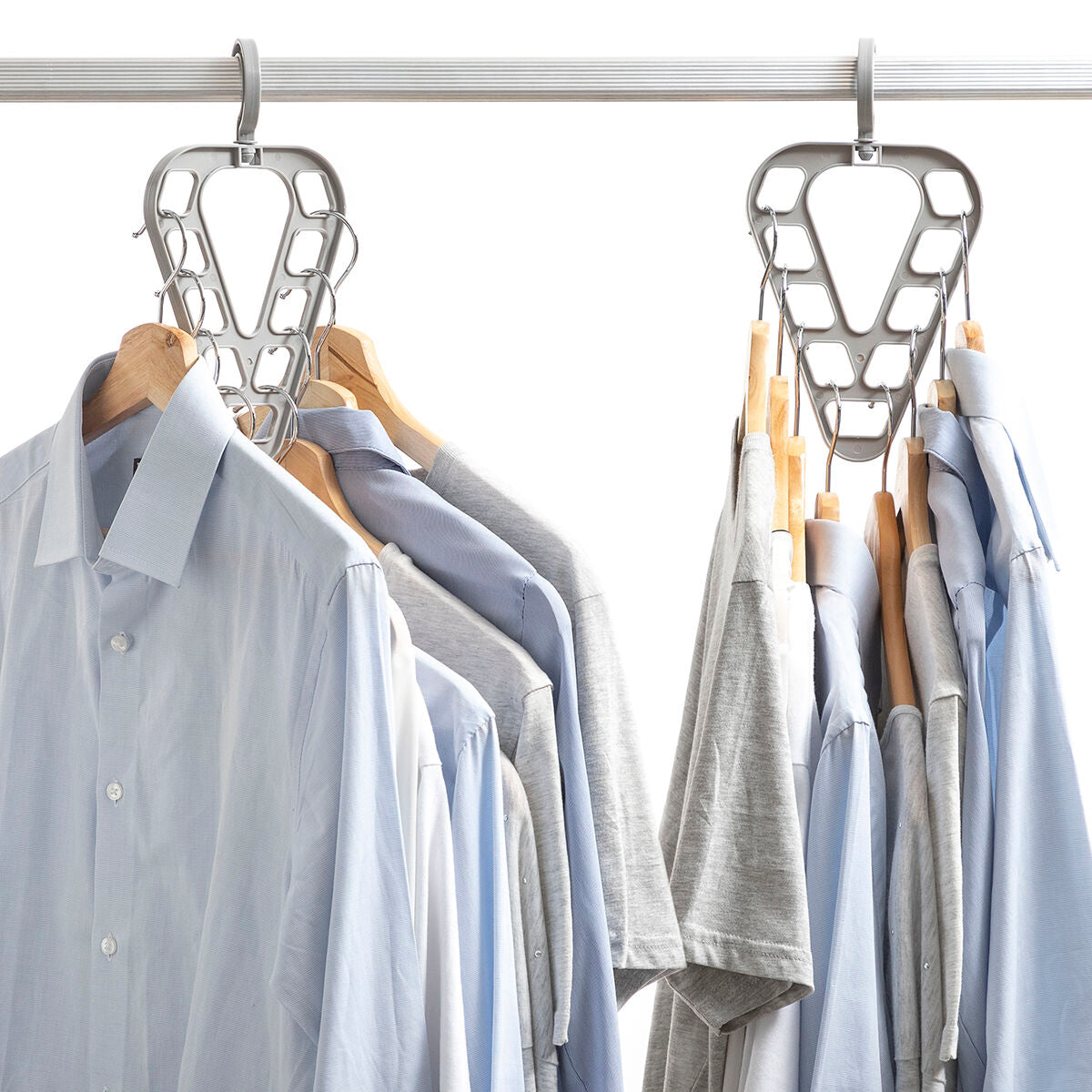 Set of two Orzer InnovaGoods hanger organizers from Bigbuy, compact furniture accessories for closet organization.