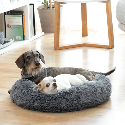 Bigbuy anti-stress pet bed by InnovaGoods, 60cm diameter, soft and cozy for pets to relax comfortably.