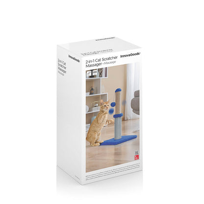 Bigbuy Miausage InnovaGoods cat scratching and massage post with ball for pets, showing the textured surface and attached toy ball.