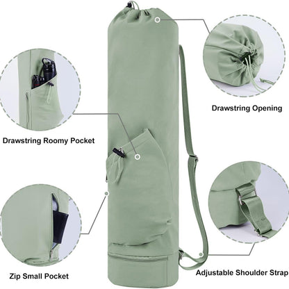 NNEDSZ Off White Durable Yoga Mat Carry Bag - Multi-Functional Fitness Backpack with Wet Pocket(Mugs are filming props, not included)
